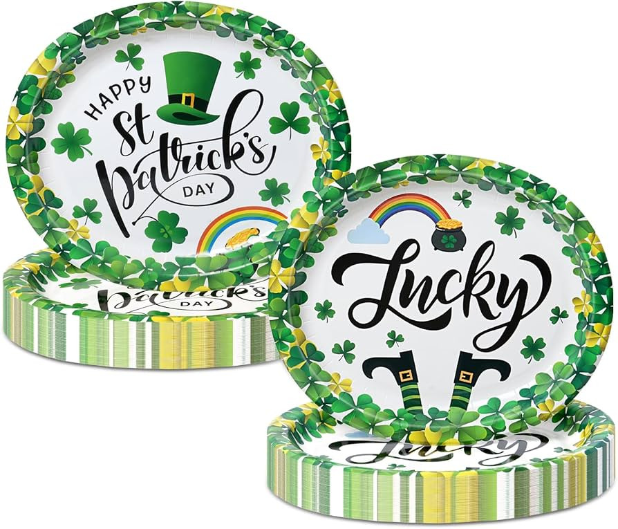 50 PCS St Patricks Day Oval Paper Plates Platter 12" x 10" Disposable Dinner Plates Lucky Clover ... | Amazon (US)