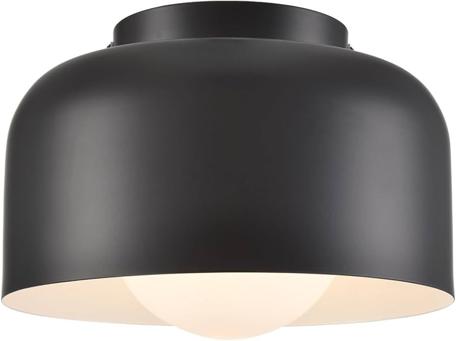 Industrial Semi-gloss Black Ceiling Light Fixture Rustic Barn Design Semi Flush Mount Ceiling Lig... | Amazon (US)