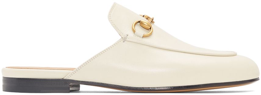 GucciWhite Princetown Slippers201451F121106$750 USDGrained leather slippers in white. Almond moc ... | SSENSE