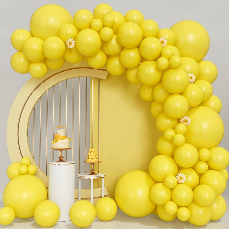 Yellow Balloons 100pcs Yellow Balloon Garland Arch Kit 5/10/12/18 Inch Different Sizes Yellow Mat... | Amazon (US)