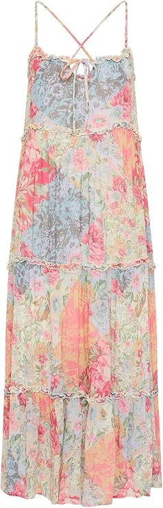 Womens Floral Maxi Dress Sexy Tie Shoulder Backless Long Flowy Dress Summer Cut Out Spaghetti Str... | Amazon (US)
