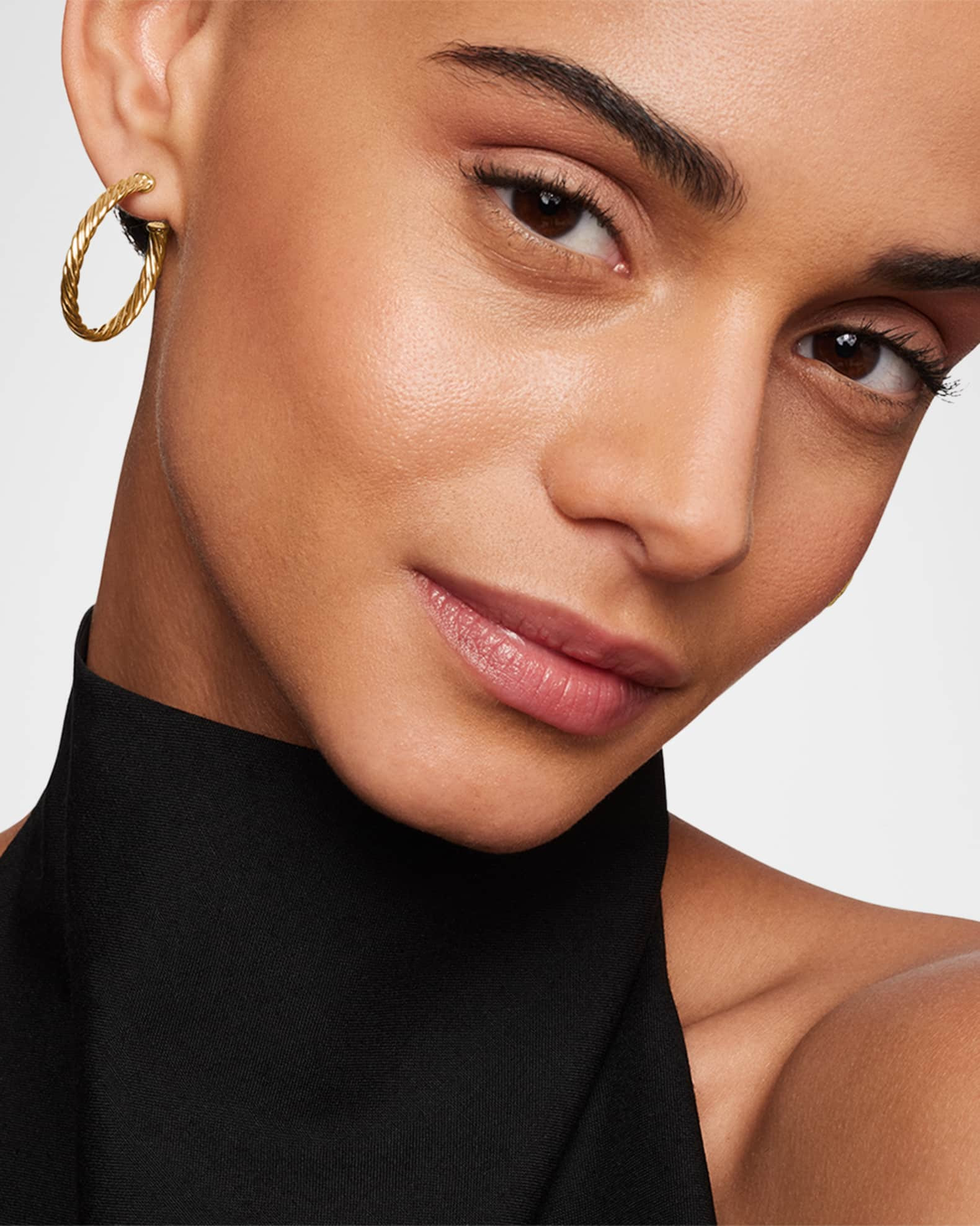 David Yurman 18k Cablespira Hoop Earrings, 1" | Neiman Marcus
