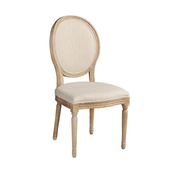 Linon Daphne Natural Brown Elm Wood/ Linen Oval Back Chair (Set of 2) | Bed Bath & Beyond