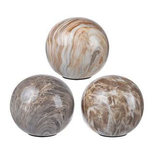 Brown Round Ceramic 3.9 in. Decorative Balls (Set of 3) | The Home Depot