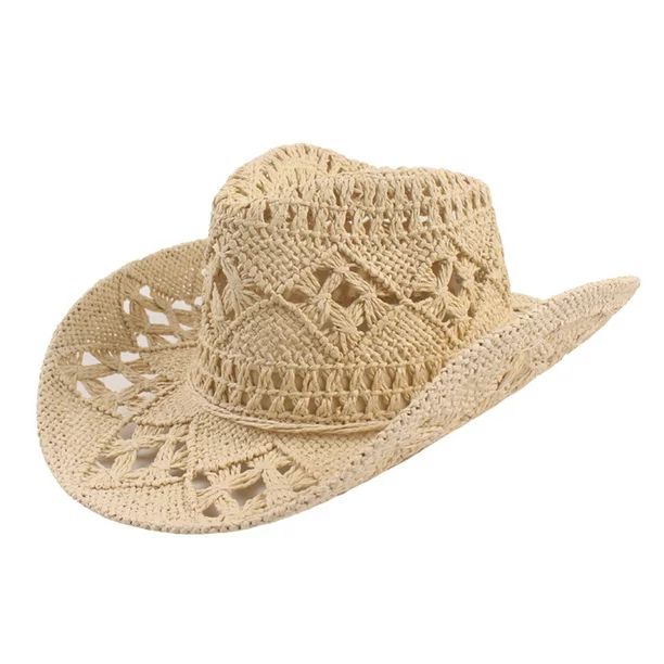 Travelwant Outdoor Couple Hat Travel Sunscreen hat Western Cowboy Straw Hat Hand Woven Straw Hat | Walmart (US)