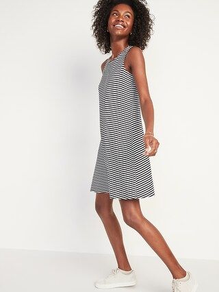 Striped Jersey-Knit Sleeveless Swing Dress for Women | Old Navy (US)