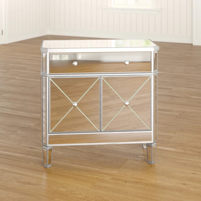 Lela 2 Door Mirrored Accent Cabinet | Wayfair North America