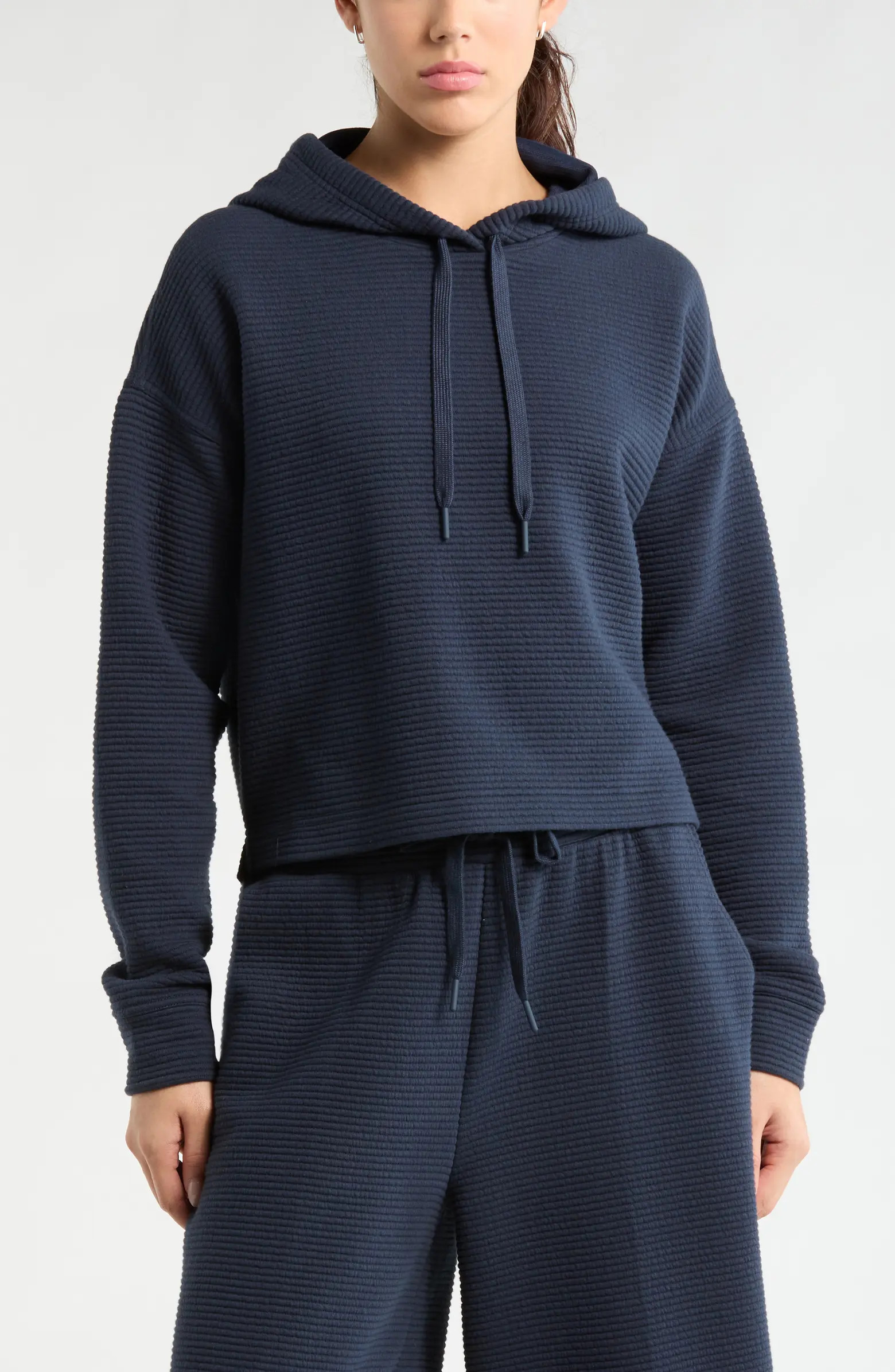 Ottoman Cotton Blend Ribbed Hoodie | Nordstrom