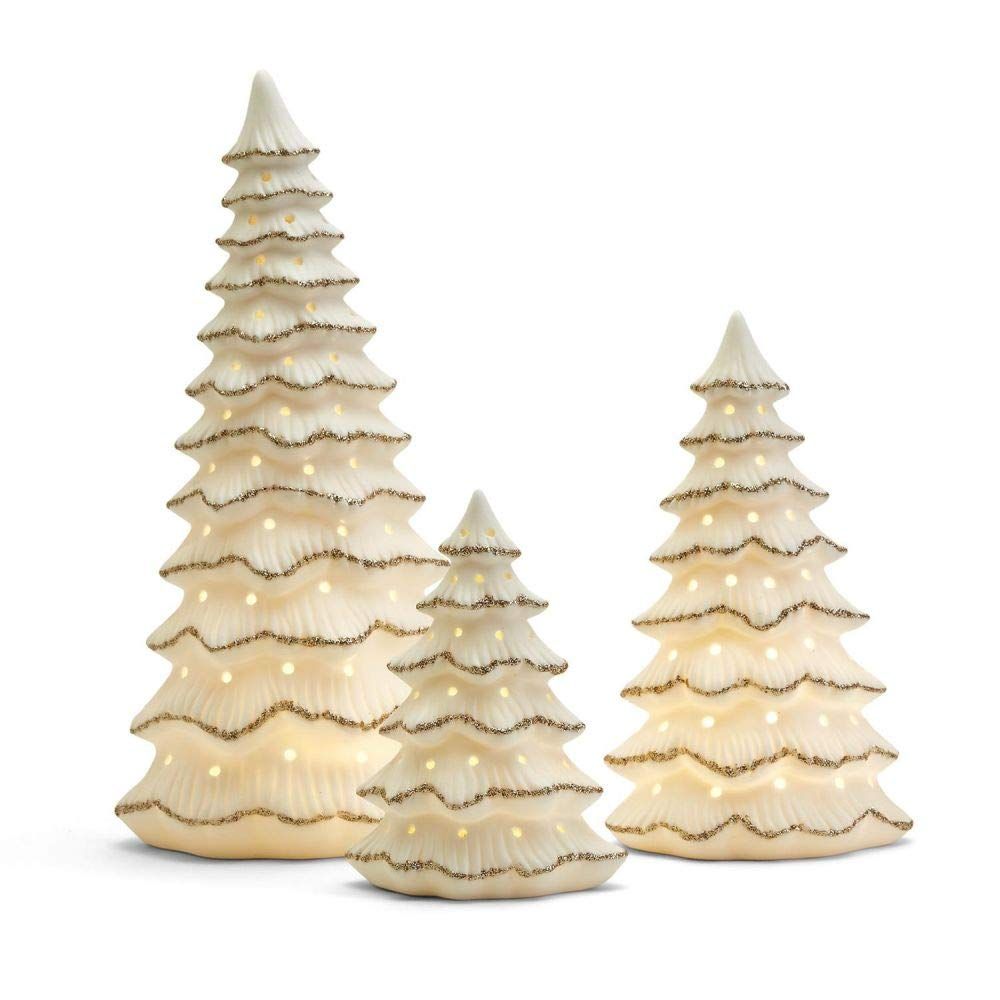 Two's Company Silver Frost Set of 3 LED Light Up Christmas Trees | Amazon (US)