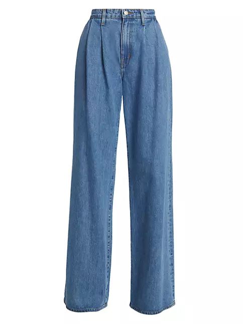 Pleated High-Rise Denim Trousers | Saks Fifth Avenue