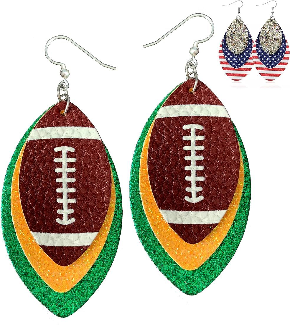 Football Earrings for Women - Football Jewelry - Football Accessories - Football Gifts - Glitter ... | Amazon (US)