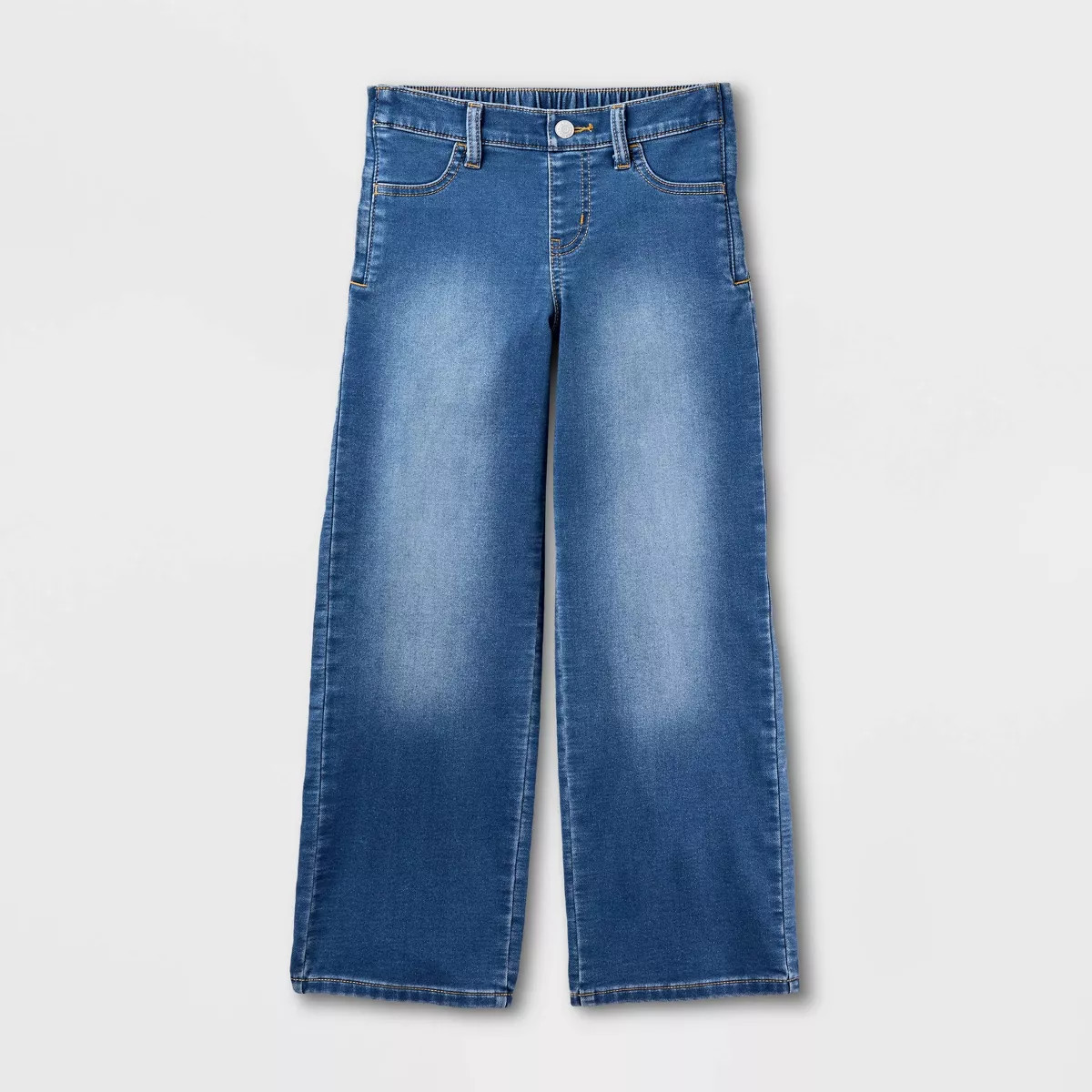Girls' Adaptive Wide Leg Jeans - Cat & Jack™ Medium Wash 4 | Target
