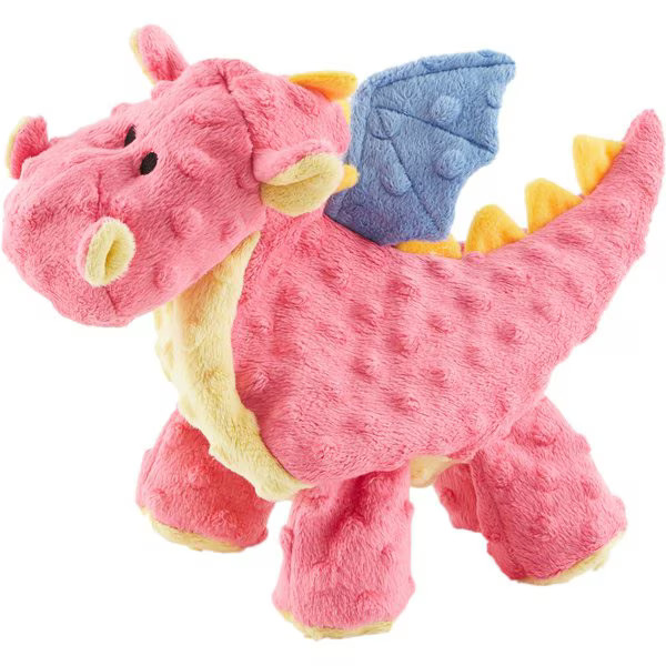 GoDog Dragons Chew Guard Squeaky Plush Dog Toy, Coral, Large | Chewy.com