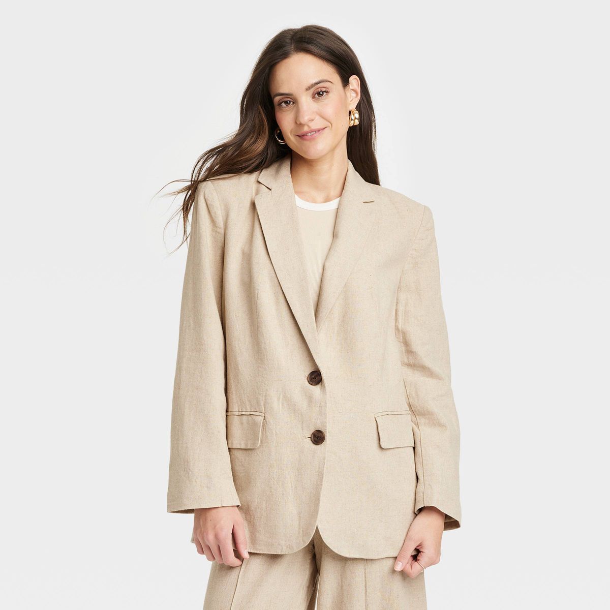 Women's Linen Spring Blazer - A New Day™ Tan M | Target