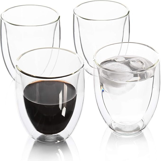 Omita Wallya Coffee Mugs 11.4 oz Set of 4 Double-wall Insulated Demitasse Cup without Handle - La... | Amazon (US)