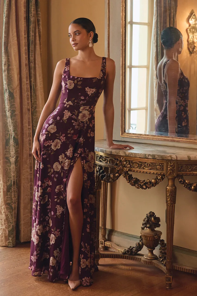 Remarkable Arrival Plum Purple Floral Sleeveless Maxi Dress | Lulus