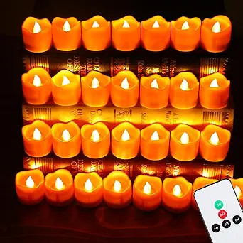 Topstone Halloween Orange Led Tealight with Timer,Remote Control Flameless Candle,Battery Powered... | Amazon (US)