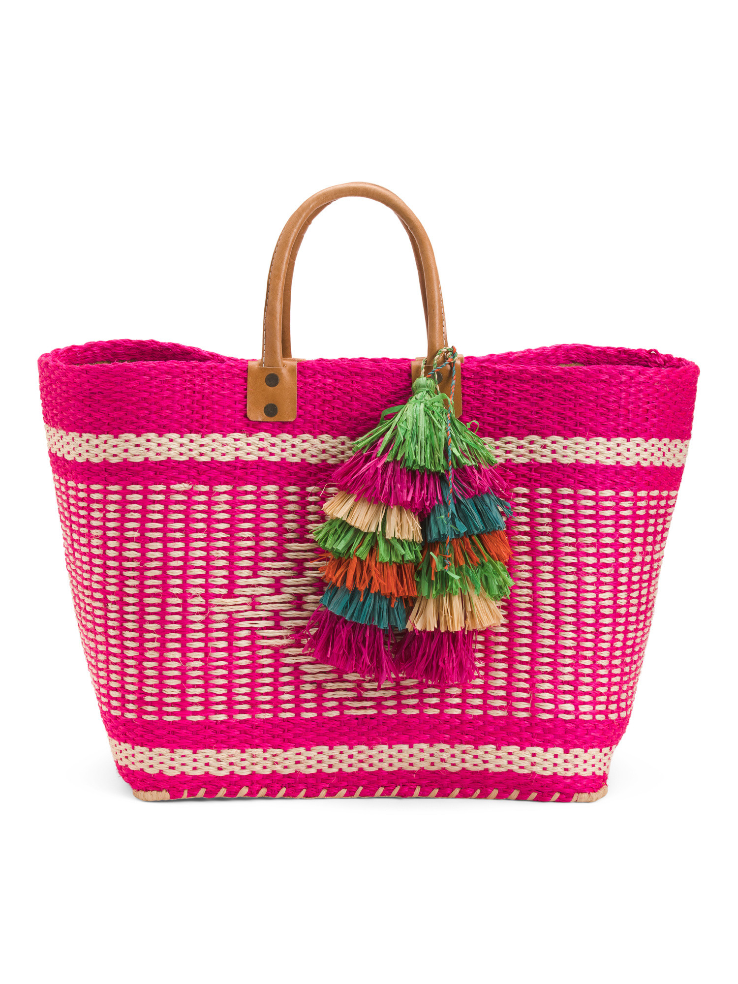Handmade Large Ibiza Sisal And Seagrass Carryall With Leather Handles | TJ Maxx