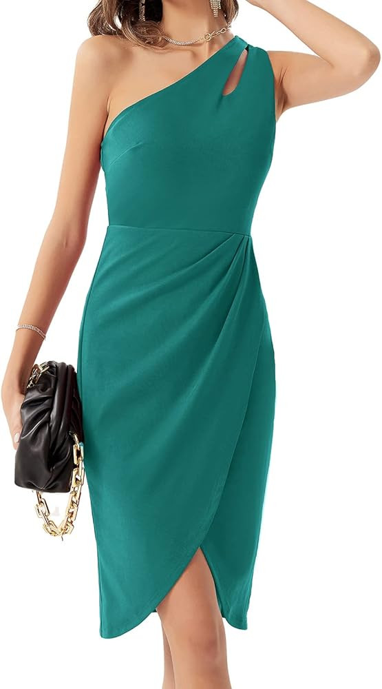 GRACE KARIN 2023 One Shoulder Dresses for Women Sexy Cutout Ruched Bodycon Sleeveless Cocktail Pa... | Amazon (US)