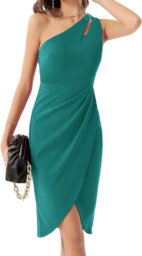 GRACE KARIN 2023 One Shoulder Dresses for Women Sexy Cutout Ruched Bodycon Sleeveless Cocktail Pa... | Amazon (US)