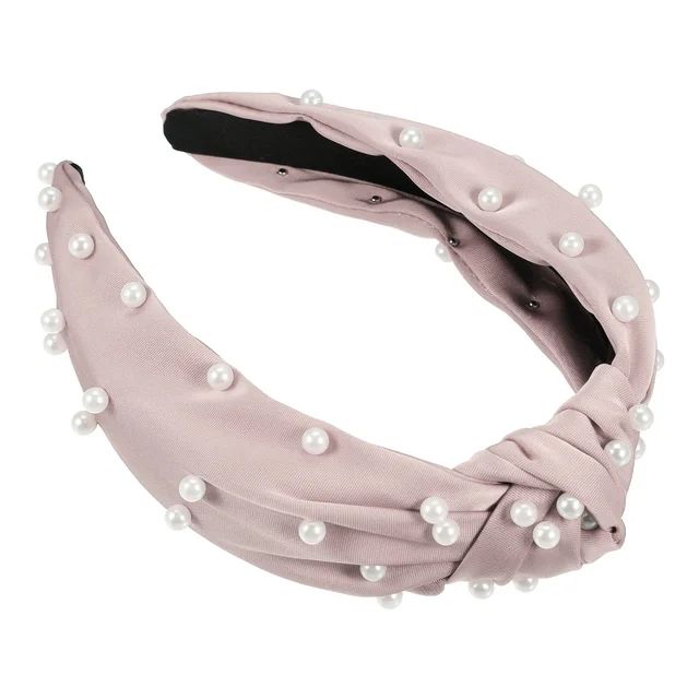 Unique Bargains Hair Headband Faux Pearl Knotted Headband for Women Girl Pink 6.69"x4.72"x1.38" W... | Walmart (US)