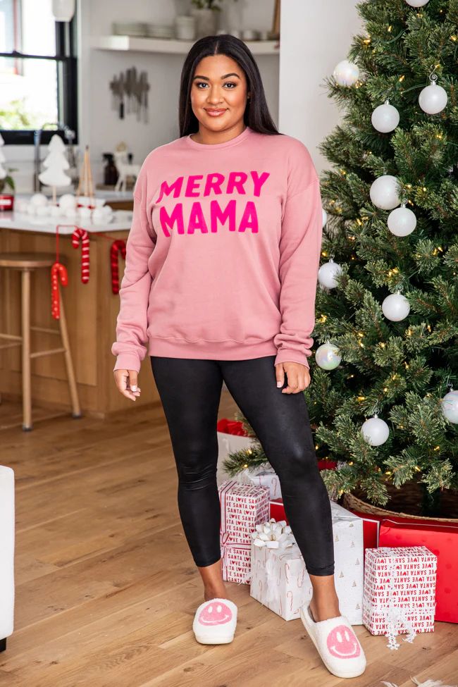 Merry Mama Mauve Graphic Sweatshirt | Pink Lily