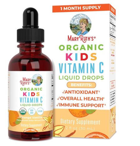 MaryRuth Organics USDA Organic Kids Vitamin C Drops, Vegan Vitamin C Immune Support Supplement for Ages 4-13, Immune Support & Overall Health, Vitamin C from Organic Acerola Fruit Extract, 2oz

#LTKkids #LTKbaby #LTKbump