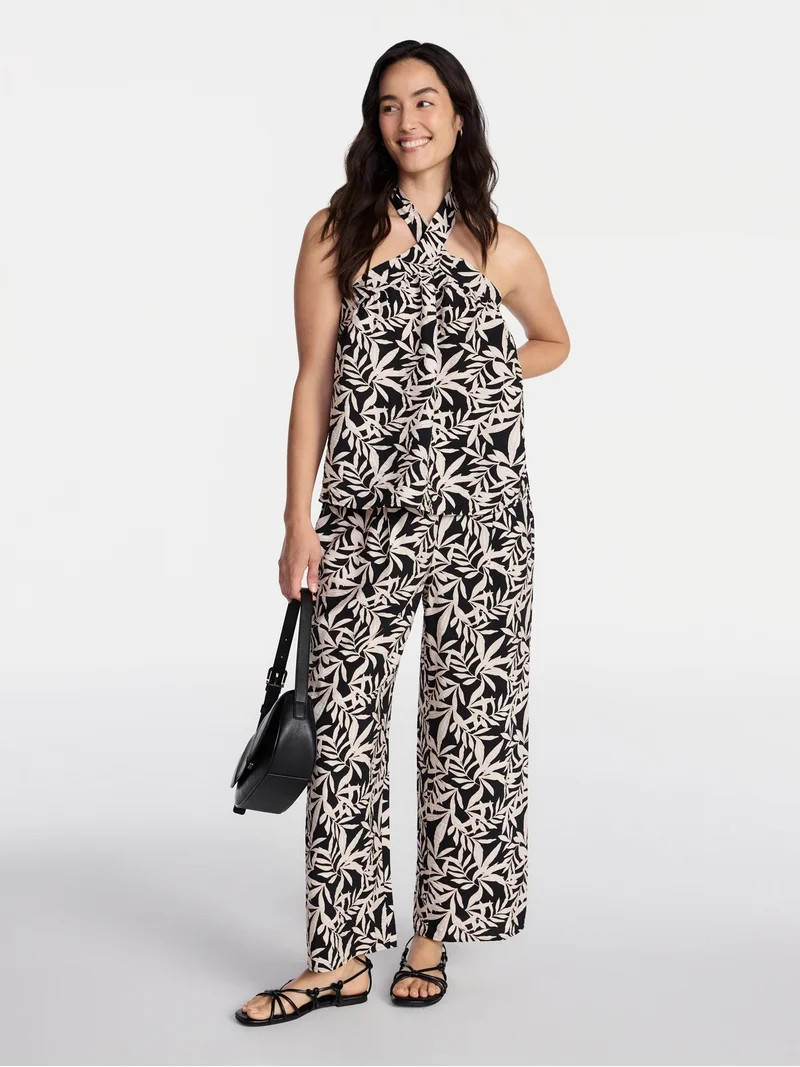 Time and Tru Women's Wide Leg Print Pants, Sizes XS-XXXL | Walmart (US)