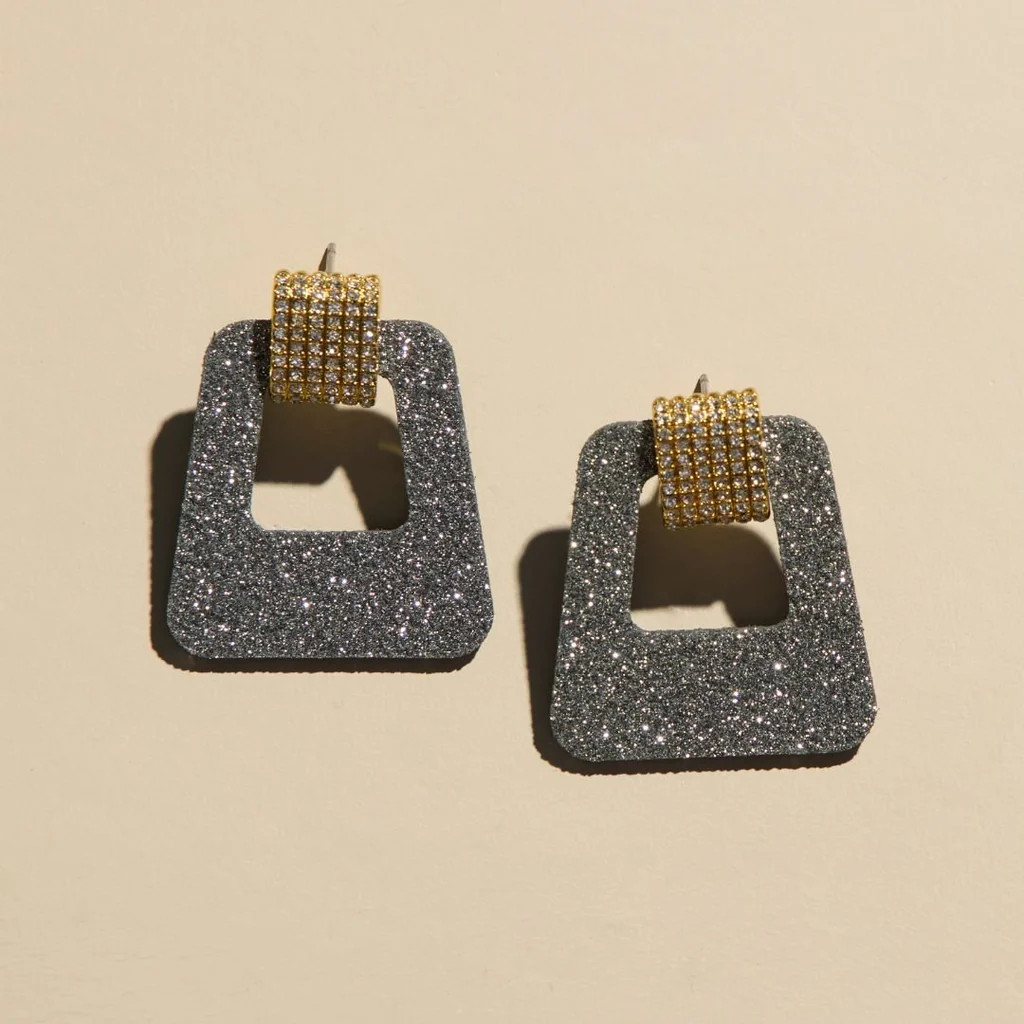 Silver Sparkle Luxe Avery | Nickel and Suede