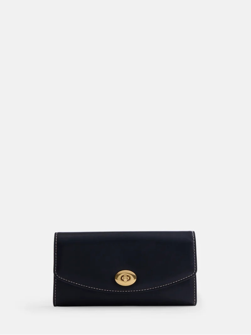 Free Assembly Women's Faux Leather Clutch Wallet, Black | Walmart (US)