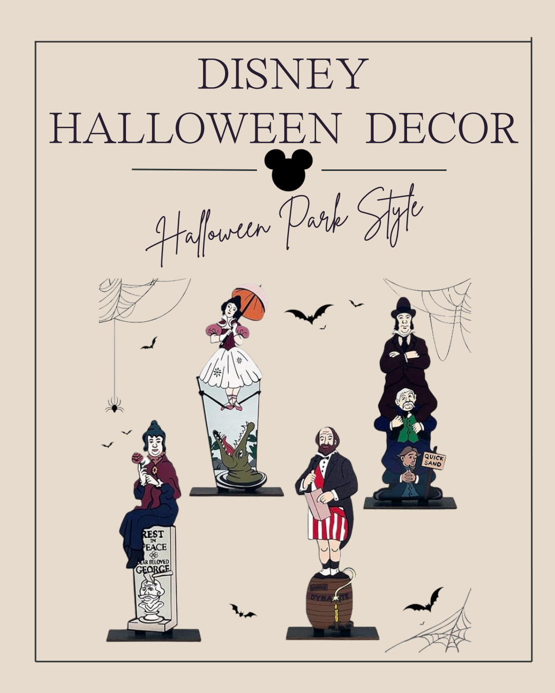 4pcs Haunted Mansion Stretching Portraits Halloween Decoration Haunted Mansion Wooden Centerpiece Signs Halloween Vintage Halloween Table Decorations for Home Decor 

 #LTKSeasonal #LTKHome