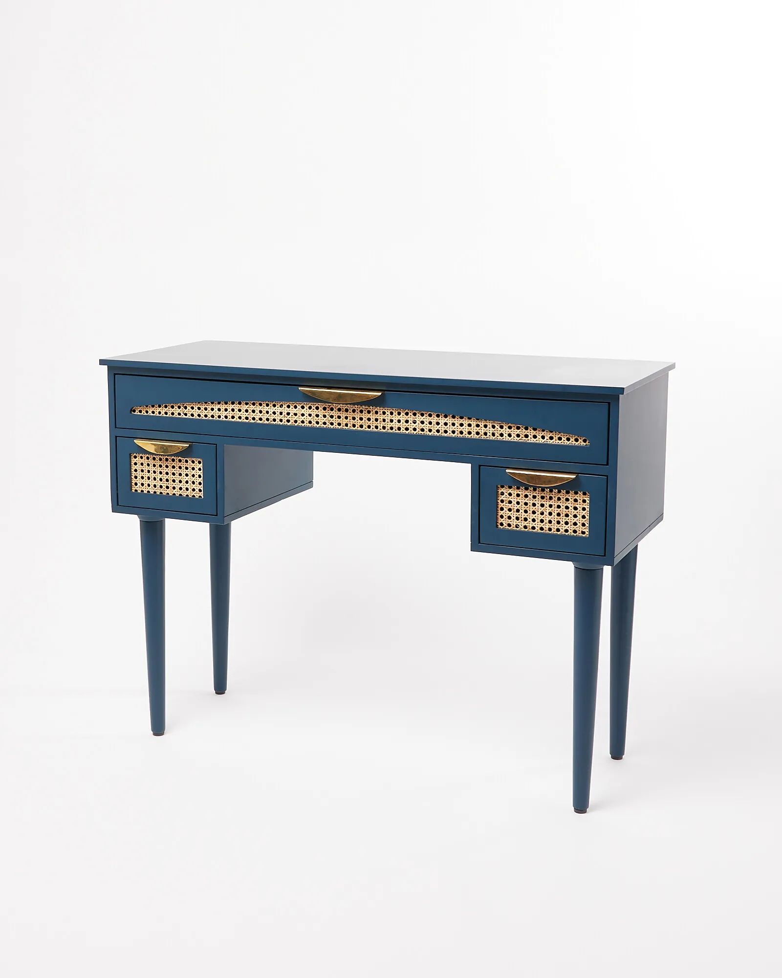 Bue Blue Mango Wood & Rattan Desk & Dressing Table | Oliver Bonas | Oliver Bonas (Global)