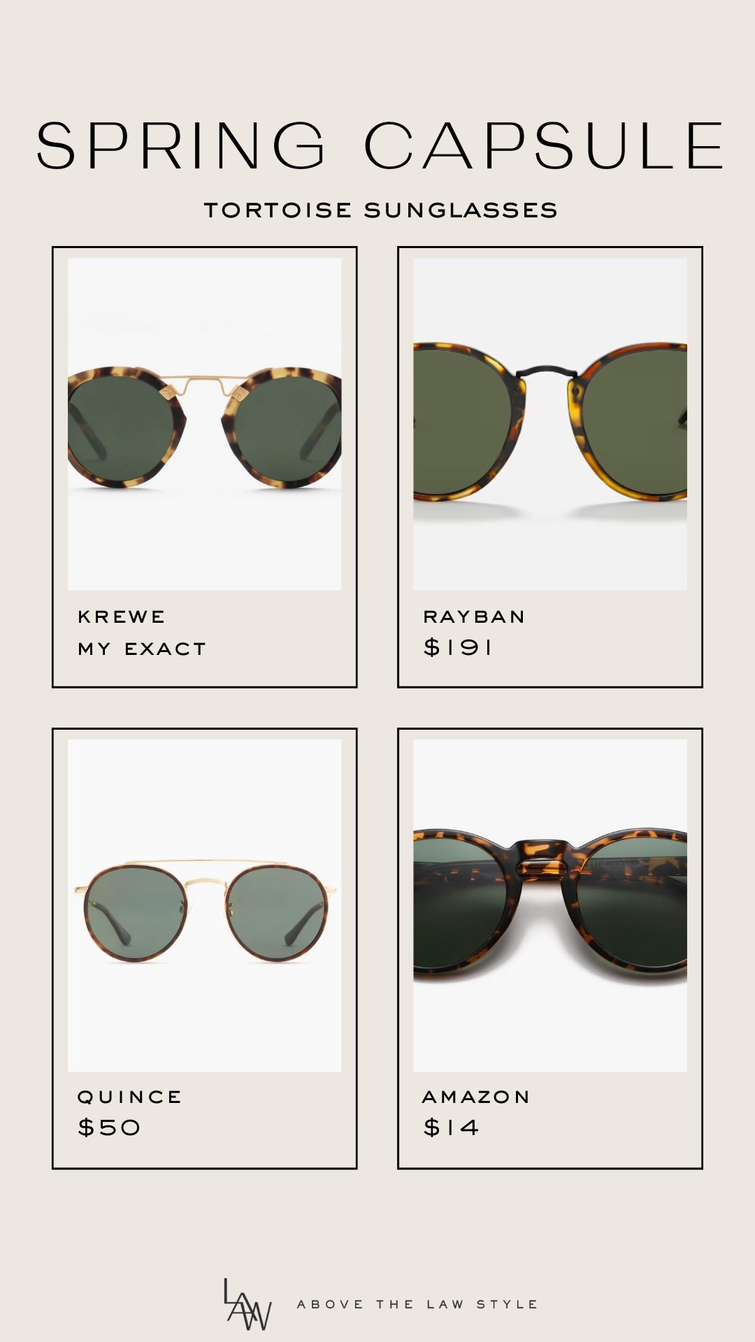 Spring Capsule: Tortoise Sunglasses

#LTKFindsUnder100 #LTKFindsUnder50 #LTKStyleTip
