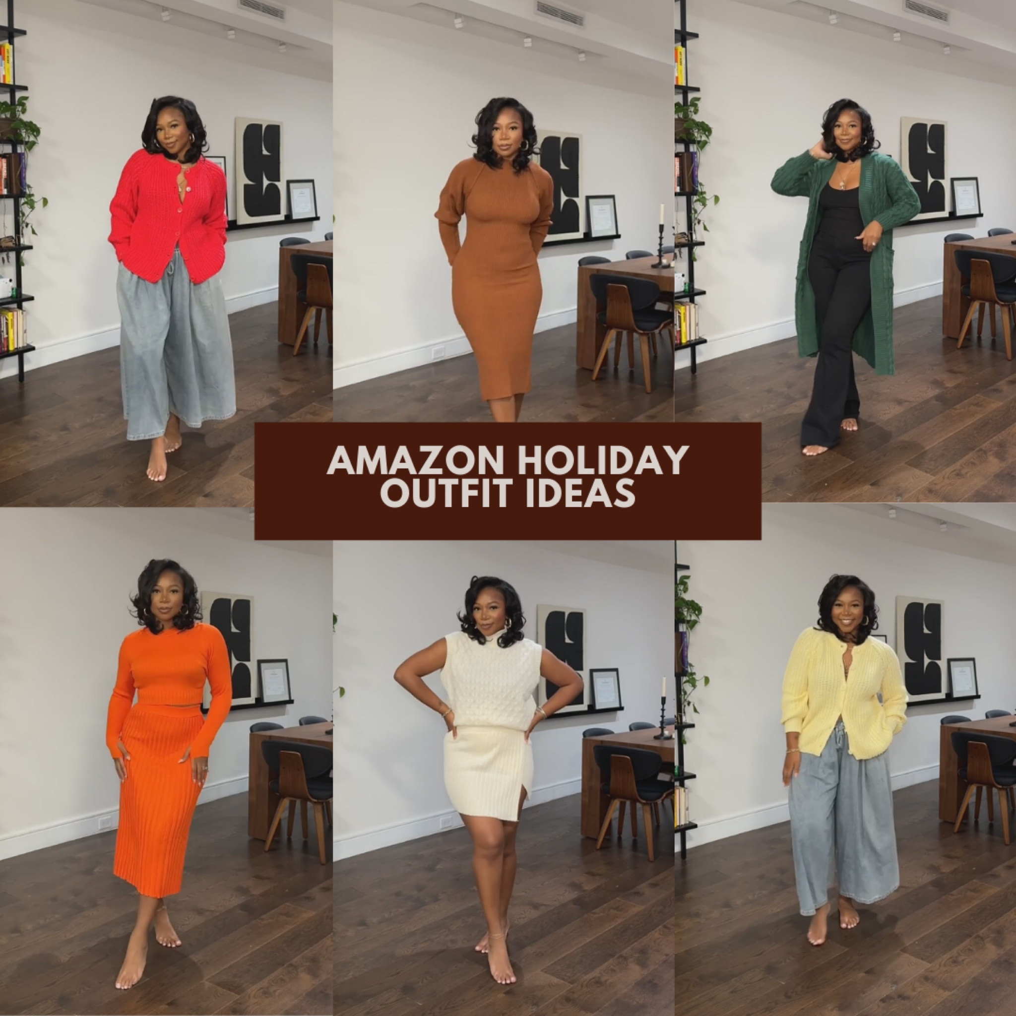 I love these holiday outfit ideas!  I am 5’9 | 200 lbs wearing a large in mostly everything! Wearing a medium in the brown dress

#LTKStyleTip #LTKHoliday #LTKTravel