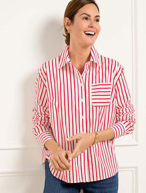 Poplin Short Shirt - Nautical Stripe | Talbots