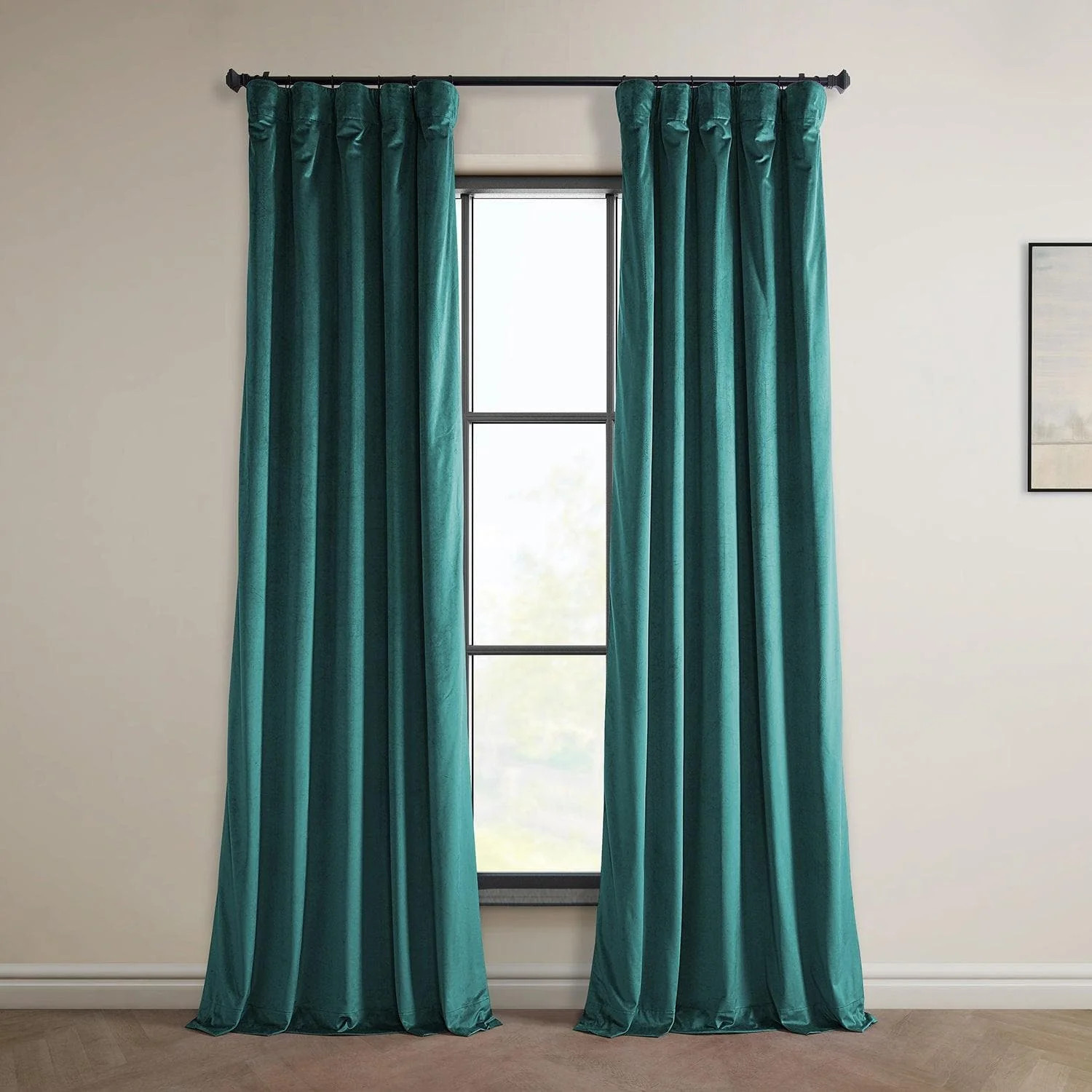 Deep Sea Teal Heritage Plush Velvet Room Darkening Curtain | Half Price Drapes