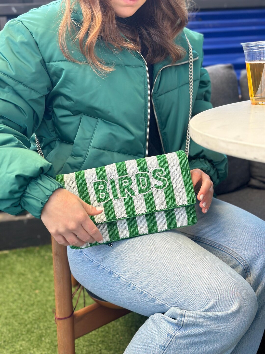 Philadelphia BIRDS Oversized Kelly Green Beaded Clutch | Game Day Fashion | NOT Stadium Approved | Etsy (US)
