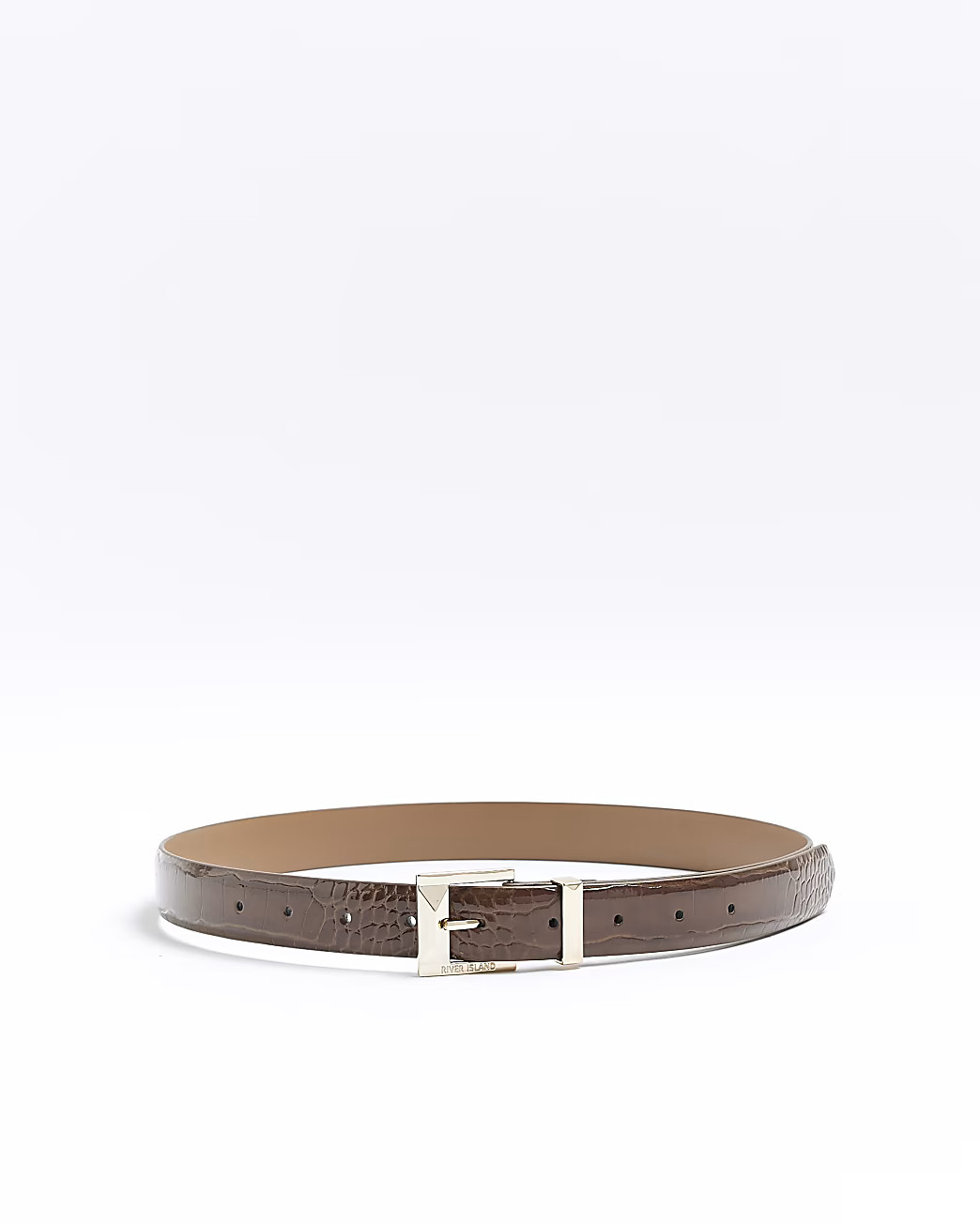 Brown croc embossed belt | River Island (UK & IE)