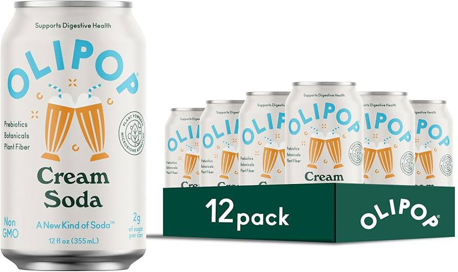 OLIPOP Prebiotic Soda Pop, Cream Soda, Pantry Pack Packed with Prebiotics, Fiber, and Botanicals,... | Amazon (US)