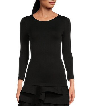 Buru Crew Neck 3/4 Sleeve Fitted Top | Dillard's | Dillard's