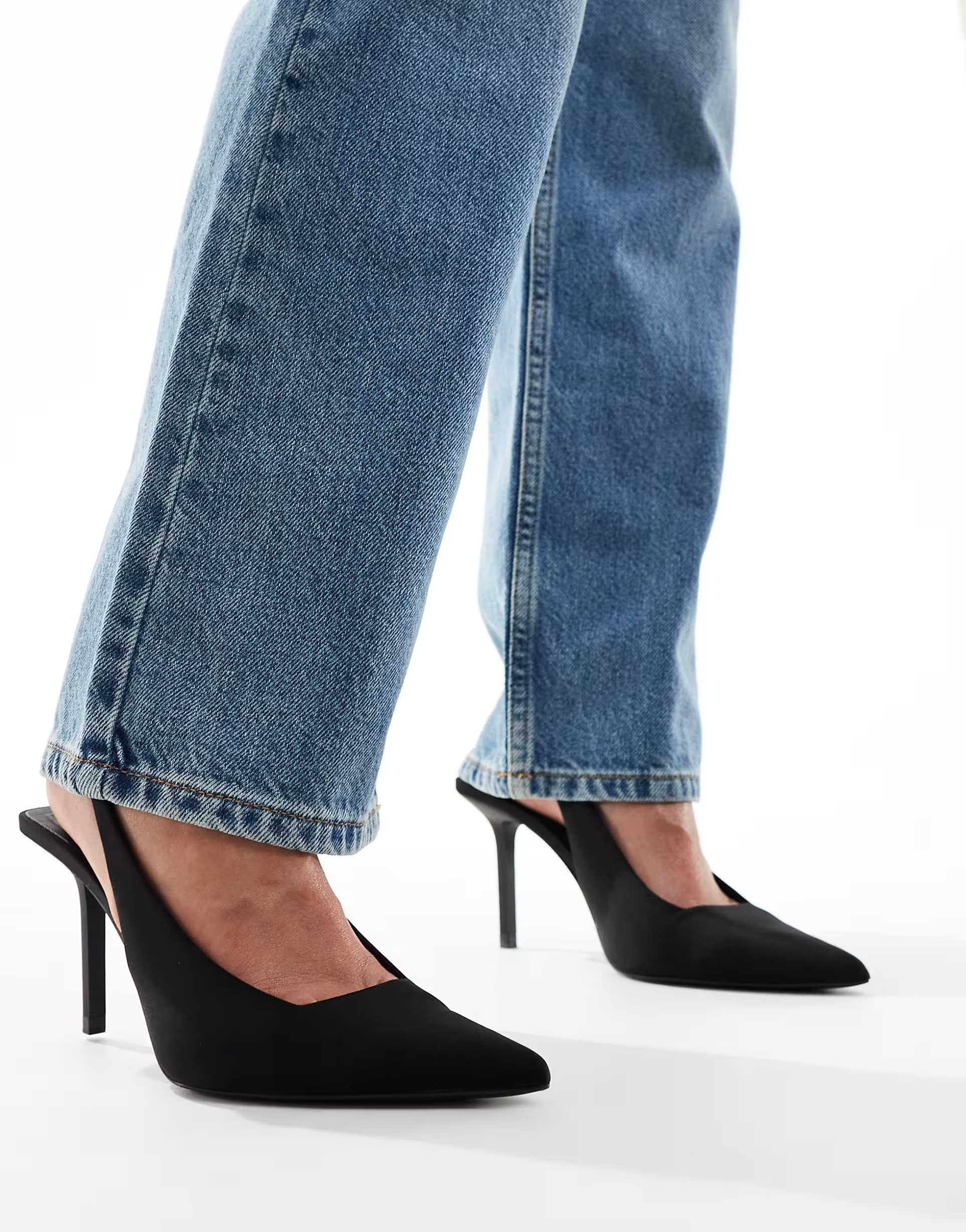 Stradivarius wide fit slingback heel in black | ASOS (Global)