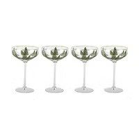 Evergreen Trees Embossed Coupe Glasses | The Container Store