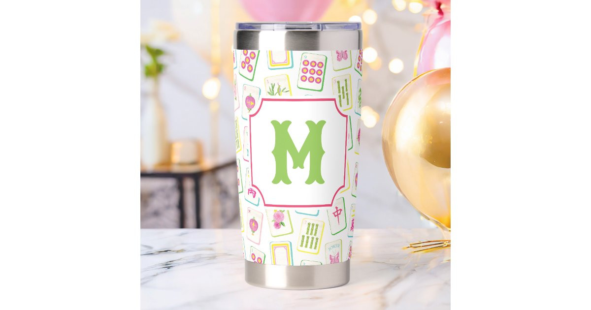 Watercolor Bright Mahjong Tiles Monogram Insulated Tumbler | Zazzle | Zazzle