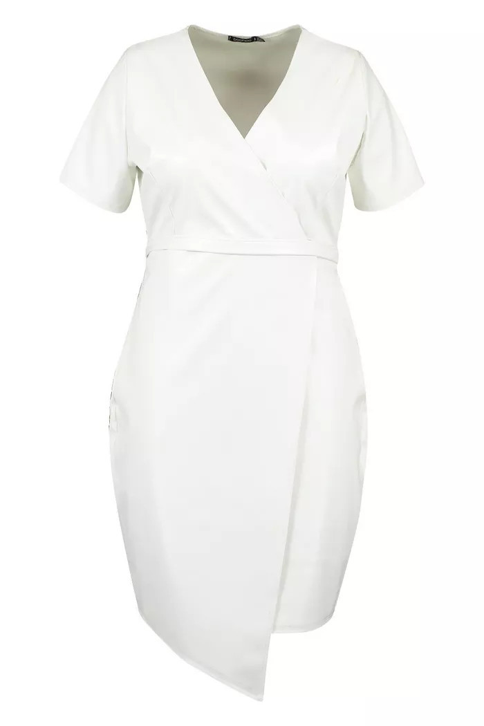 Plus Faux Leather Wrap Dress | Boohoo.com (US & CA)