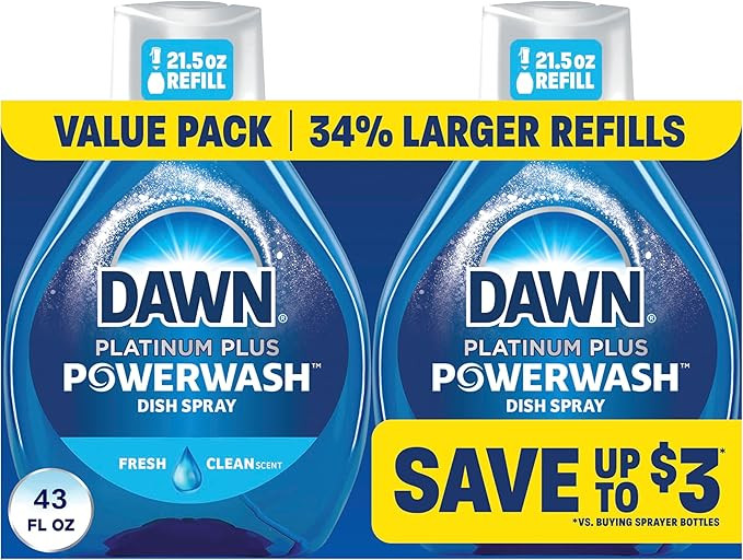 Dawn Powerwash Fresh Dish Spray, Liquid Dish Soap, Dish Soap Refill, Dish Detergent Liquid, 2 Ref... | Amazon (US)