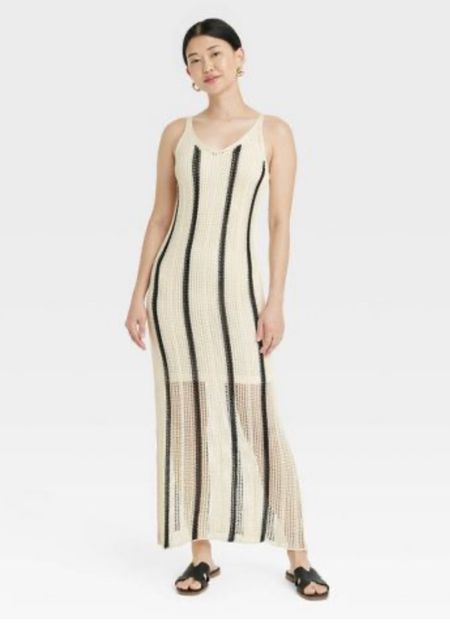 Women's Open Work Maxi Sundress - A New Day™ Cream/Black Striped.
Going fast, so hurry !!

#LTKSaleAlert #LTKFindsUnder50