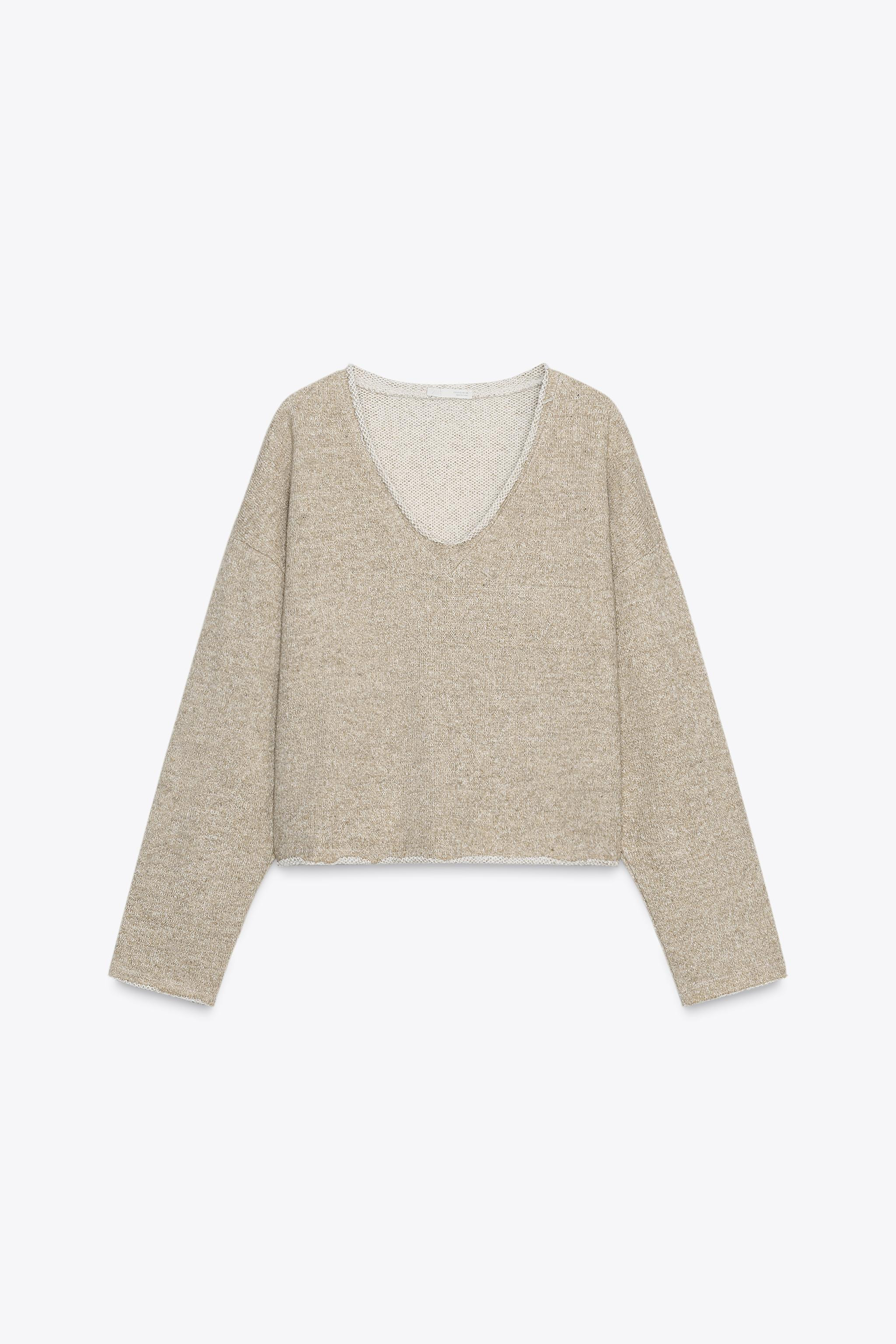 RUSTIC SWEATSHIRT WITH V-NECK | Zara UK