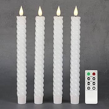 Rhytsing 10" White Flameless Twist Taper Candles with Timer, Battery Operated Spiral Candlesticks... | Amazon (US)