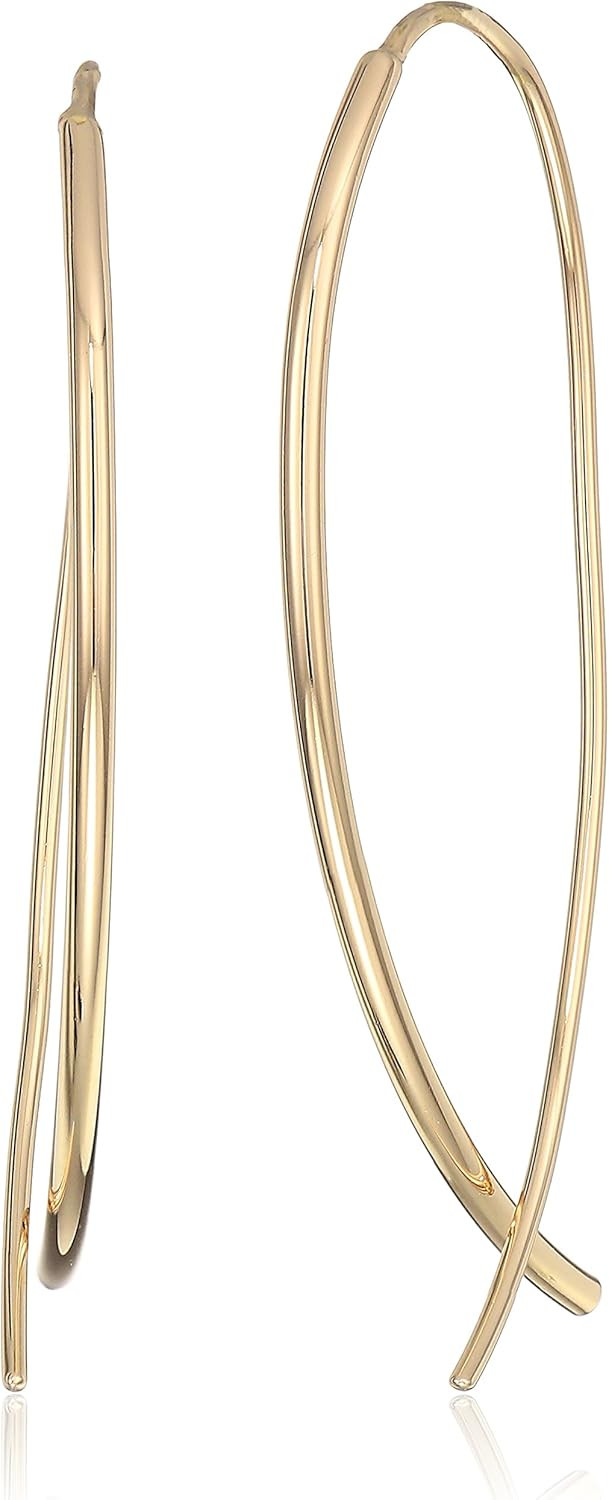 Amazon Collection 18k Yellow Gold Plated Sterling Silver Hard Wire Threader Earrings | Amazon (US)