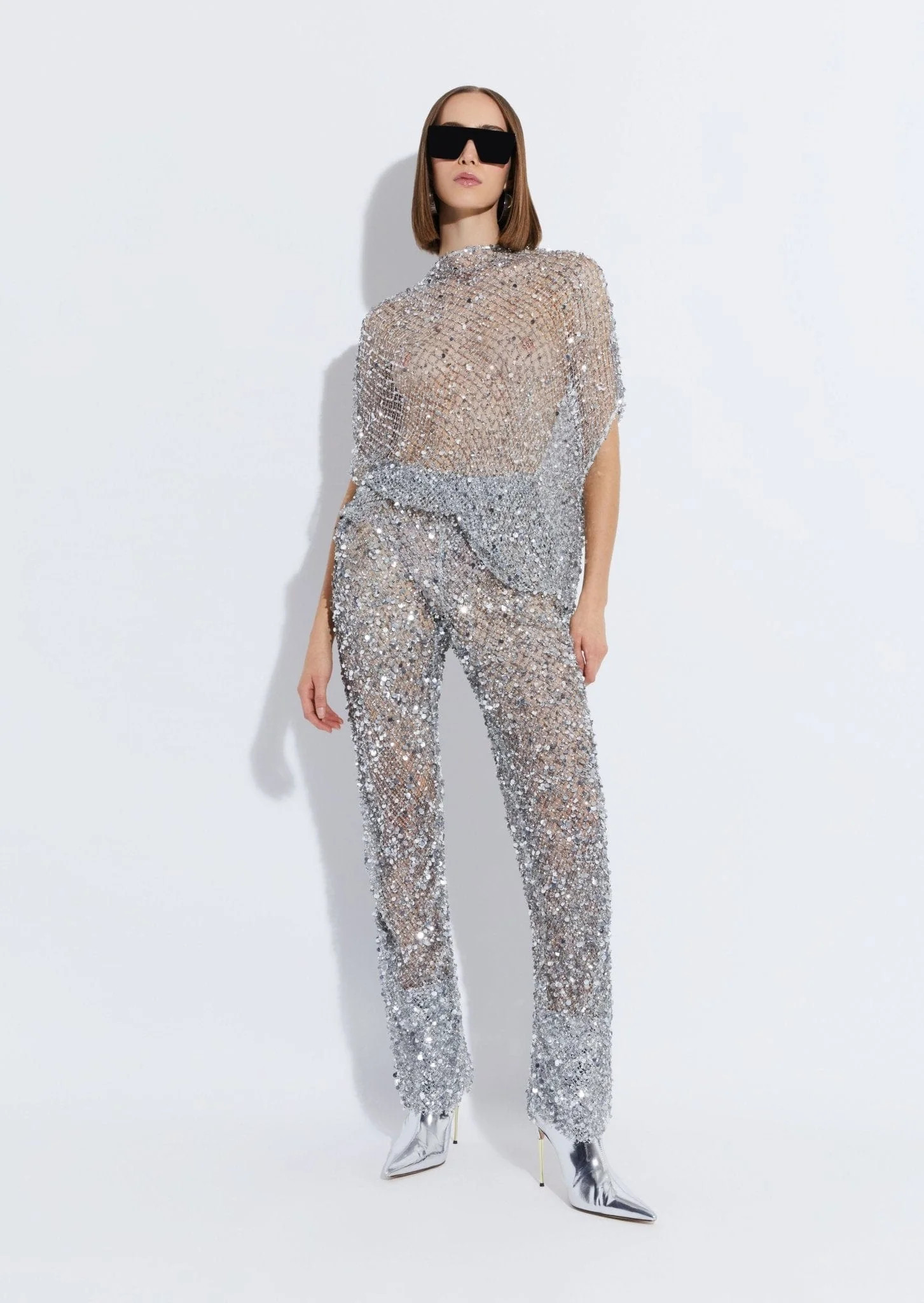 Mesh Sequin Flare Pant | LAPOINTE